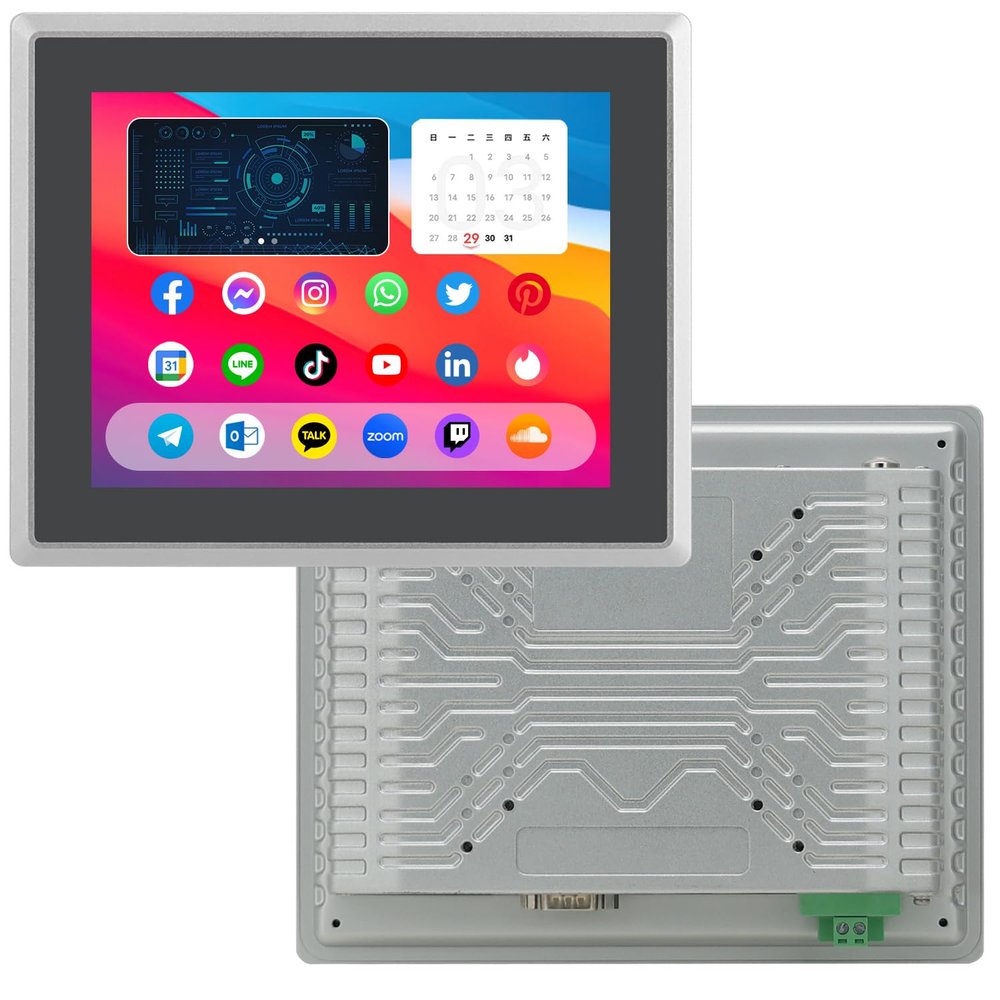 TouchWo 8 inch Android 12 Industrial Embedded Interactive Touchscreen Monitor, Capacitive Multi-Touch Tablet with Front IP65 Monitor, RAM 8G & ROM 128G, WiFi & BT, HD-MI-Out & USB Ports