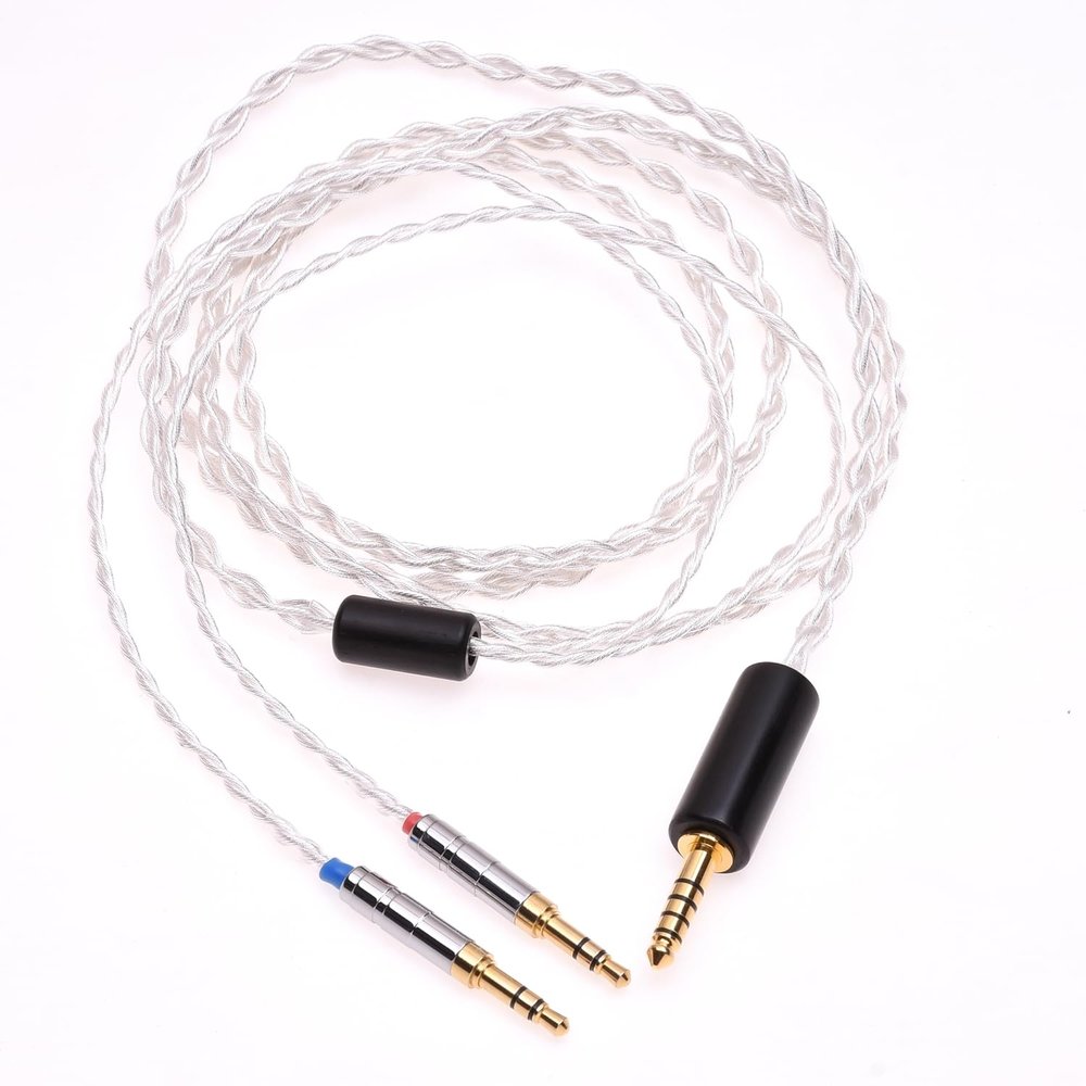KTKTLCKX 6N OCC Silver Plated HiFi Headphone Upgrade Cable 2X3.5mm for Hifiman Arya HE1000se HE5se HE6se HE4xx (4.4Mmm Balanced, 4 feet)
