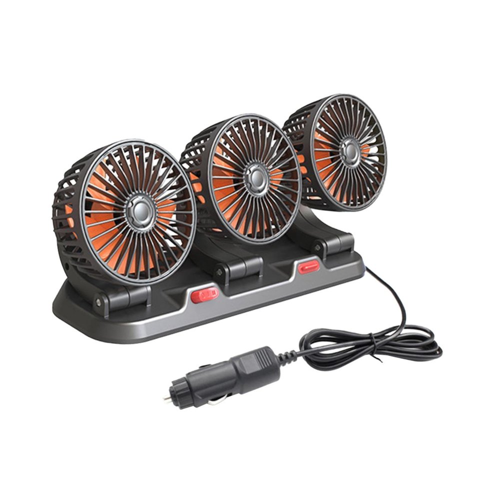 DirectNine Basics Portable Car Cooling Fan with Triple Head Design for Efficient Air Circulation, 24V 16w