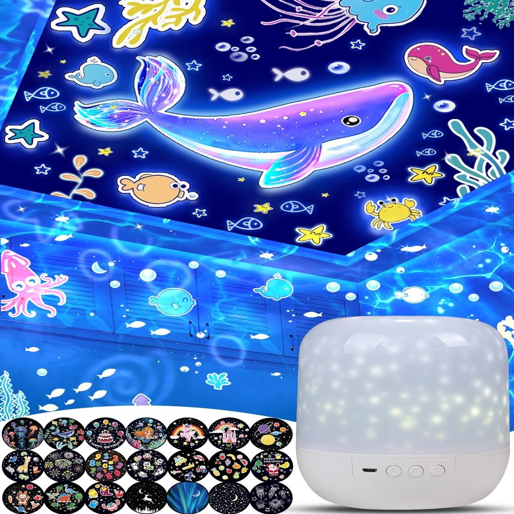 21 Sets of Films, Projector Night Light for Kids Bedroom, Baby Projector for Ceiling, Star Galaxy Night Lights with 360 Rotation Dimmable for Kids Baby Girls, Birthday, Christmas, Nursery, Room Decor