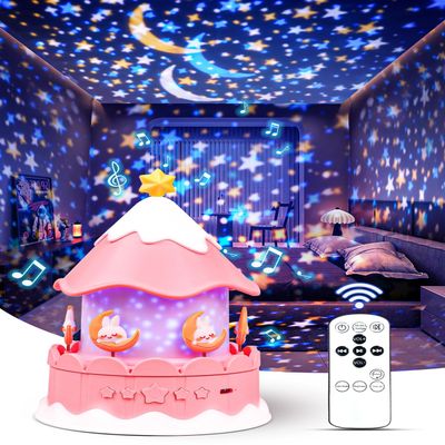21 Sets of Films, Projector Night Light for Kids Bedroom, Ceiling, 13 Soothing Sound, Baby Star Galaxy Projector, Remote Night Lights for Girls Kids with Music Timer 360Rotation, Nursery, Room Decor