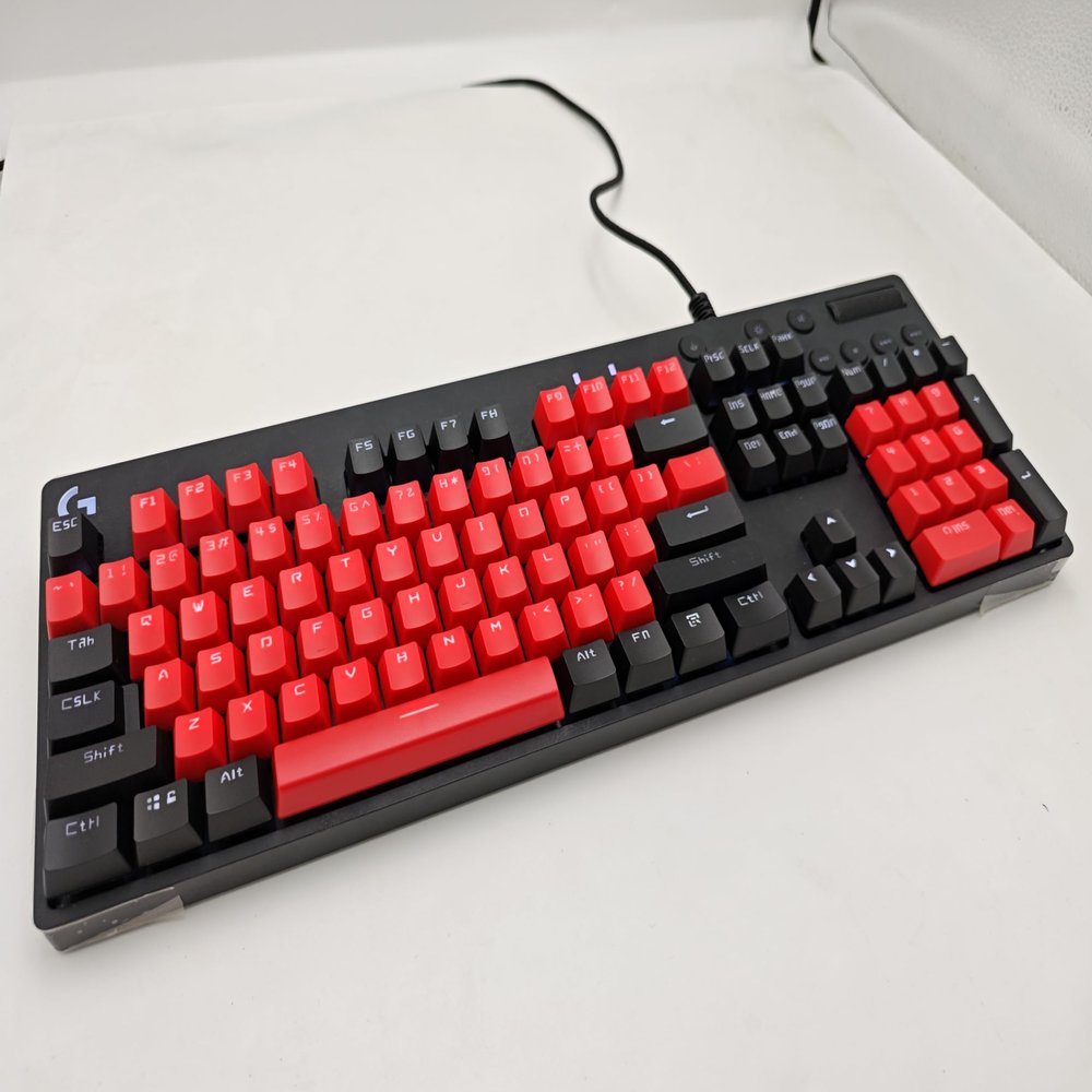 104 Keys Double Shot ABS Translucnt Backlit Keycap OEM Profile Keyset, for Logitech G610 GPROX G512C K845 K835 Mechanical Gaming Keyboards,Only Keycaps (Red & Black)