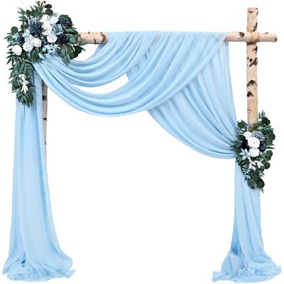 Wedding Arch Drapes Fabric 2 Panels 20Ft Length x 28" Width Baby Blue Arch Draping Chiffon Fabric Sheer Curtains Backdrop for Party Bridal Ceremony Ceiling Decor Wedding Stage Reception Decorations