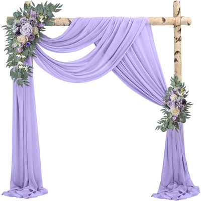 Wedding Arch Draping Fabric 2 Panels 20Ft Length x 28" Width Lilac Arch Drapes Chiffon Fabric Sheer Curtains Backdrop for Party Ceremony Decor Wedding Outdoor Indoor Stage Reception Decorations