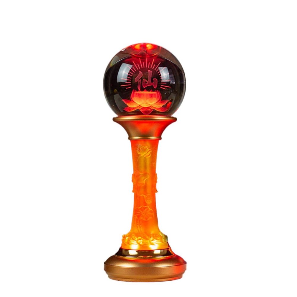   11.5*31cm/1 []  Household divine table lamp Guanyin lamp led colorful crystal lotus fairy lamp for Buddha Guan Gong Shrine lamp a pair of plug-in