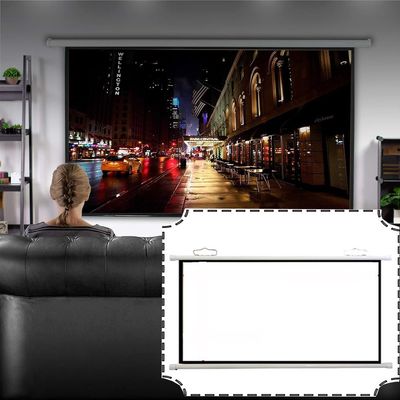 ZYXQQJ 40" 50" 60" Projector Screen Manual Pull Down HD Screen 16:9 Wall Mounted Ceiling Projection Movie Screen, Quick Assembly(16:9,50inch)