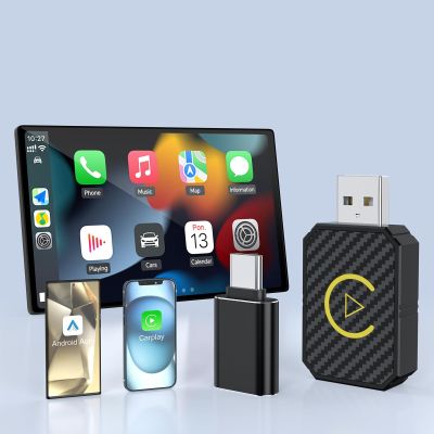 MTAKYA 2025 Upgraded Mini Android Auto and Wireless CarPlay Adapter Convert Factory Wired to Wireless Dongle, USB CarPlay Wireless Stick Android Auto Adapter for iOS 12+/Android No Delay
