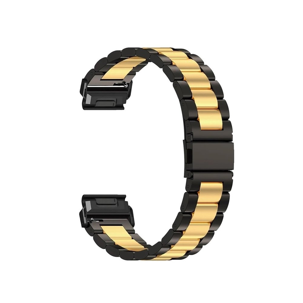 26 22mm Metal Watch Straps fit For Garmin/Forerunner 965 955 Band Epix Pro/Instinct 2X/Fenix 7X Pro Stainless Steel Quick Fit Correa(Black Gold,26mm)