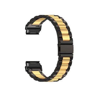 26 22mm Metal Watch Straps fit For Garmin/Forerunner 965 955 Band Epix Pro/Instinct 2X/Fenix 7X Pro Stainless Steel Quick Fit Correa(Black Gold,22mm)