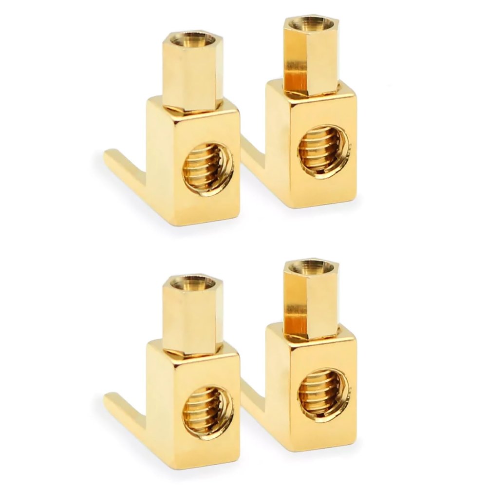 Right Angle Speaker Fork Spade Banana Plug Adapter, 4PCS Gold Plated HiFi Speaker Cable Wire Connectors