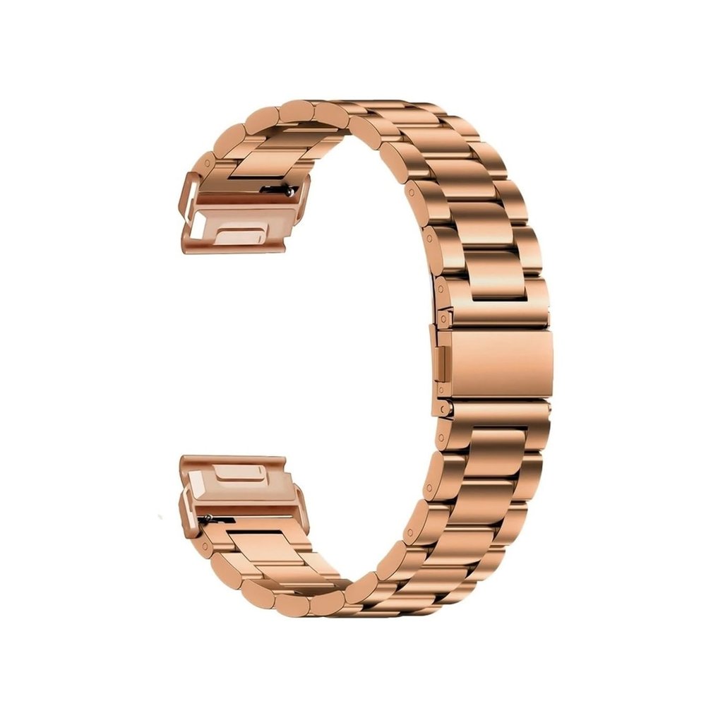 26 22mm Metal Watch Straps fit For Garmin/Forerunner 965 955 Band Epix Pro/Instinct 2X/Fenix 7X Pro Stainless Steel Quick Fit Correa(RoseGold,22mm)