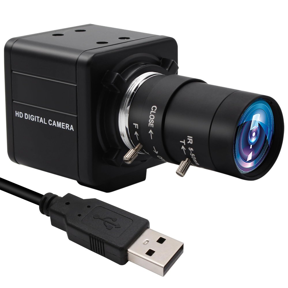 MMlove 8MP USB Camera High Speed 30fps 5-50mm 10X Optical Zoom Lens 2448P USB Webcam Manual Close up Zoom in and Out Golf Swing Camera for Industrial Machine Vision Support PC Raspberry Pi