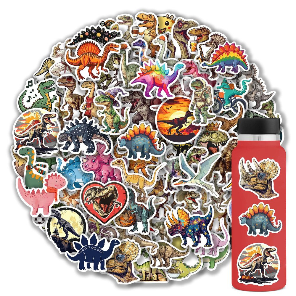 102 Pack Cute Dinosaur Stickers for Kids,Dino Stickers for Stationery,Luggage,Teaching Rewards,Dinosaur Party Favors Vinyl Waterproof Sticker for Water Bottles,Laptop