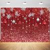 10x6.5ft Christmas Backdrop Red Ball Snowflakes Glitter Spots Photography Background Merry Xmas New Year Party Banner Kids Adults Portraits Decorations Supplies Photo Booth Props view 1