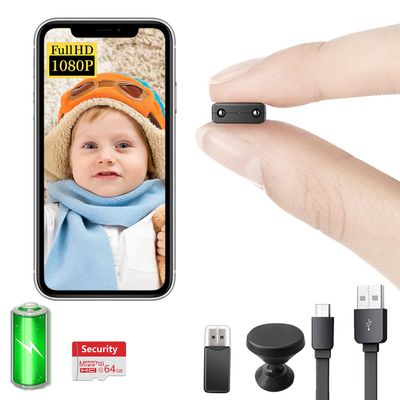 Free 64G Smallest Wireless WiFi Battery Camera,1080P Portable Coin Size Security Camera,Video Recording Live Feed for Night Vision,Motion Detection,Cloud Storage for Security with iOS Android APP