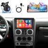 2+64G Android Car Stereo for Jeep Wrangler (4 Door) 2007 2008 2009 2010 - Wireless Carplay & Android Auto - 9 Inch Touchscreen Radio with EQ DSP, GPS, WiFi, FM/RDS + AHD Rear View Camera view 1