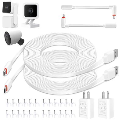 LFFW 20 FT/6M Outdoor Power Adapter and Charging Cable for Wyze Cam v3/v4/OG/V3 Pro, Wyze Cam Pan v3, Power Cord Compatible with SimpliSafe Outdoor Security Camera, Waterproof Power Cable (2 Pack)