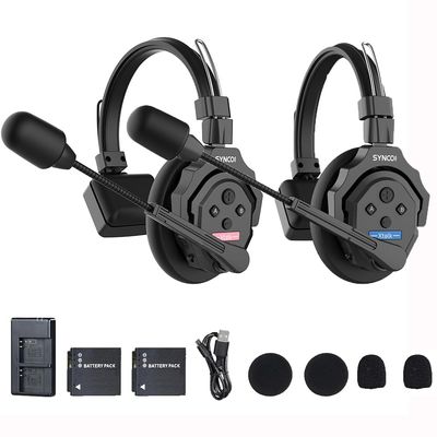 BAFONGCINE SYNCO XTalk X2 Wireless Headset Intercom System,2.4GHz Full Duplex 350M/1148FT Real-time Monitoring,20-Hour Battery Life Telephone Headsets for 2-Person Team Communication