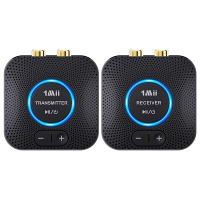 1Mii 2.4GHz Wireless Audio Transmitter Receiver Set (1 TX+1 RX) for TV, 262Ft/80M Long Range 25ms Low Latency with AUX RCA in/Out, Wireless Audio Adapter for TV PC Powered Speaker Amplifier Soundbar