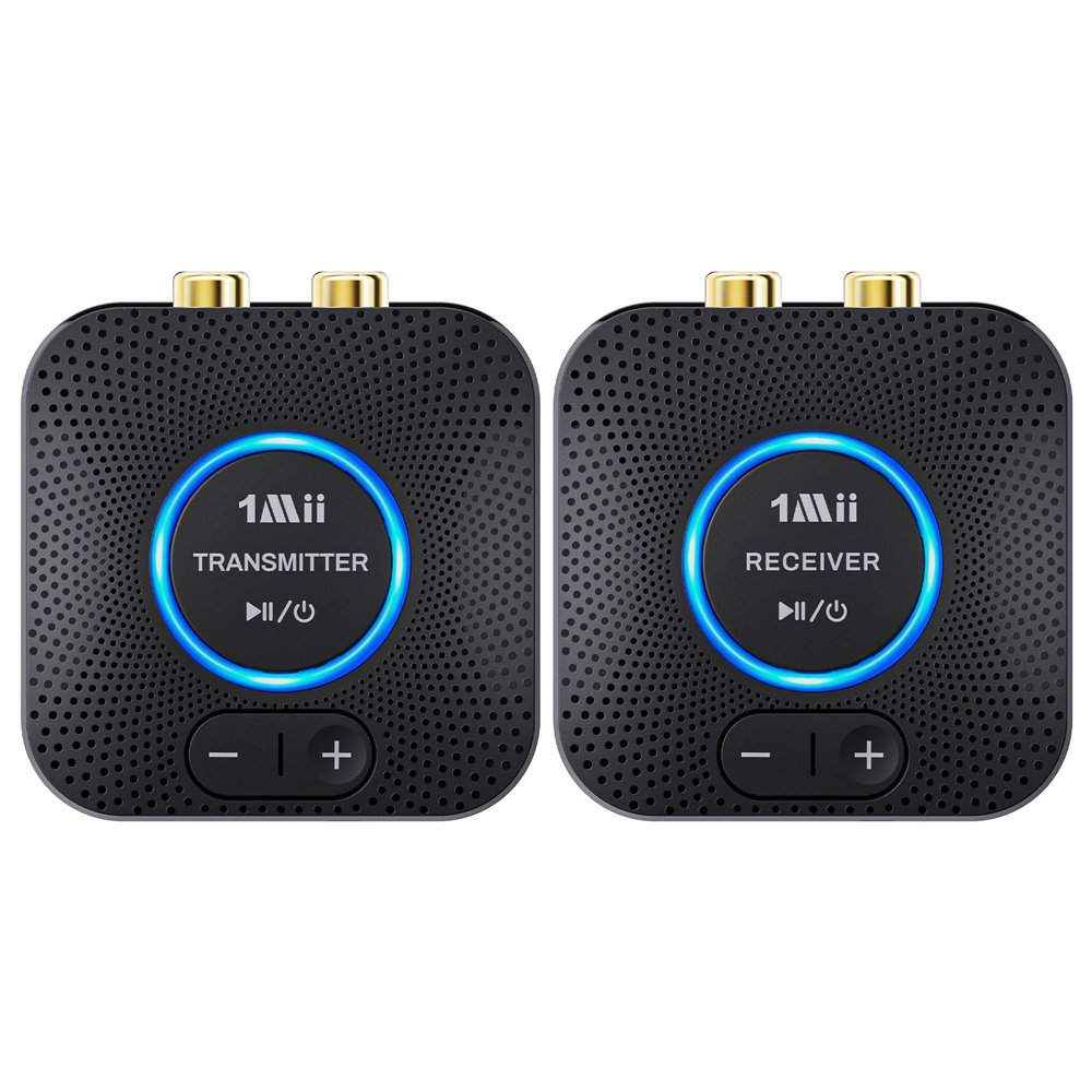 1Mii 2.4GHz Wireless Audio Transmitter Receiver Set (1 TX+1 RX) for TV, 262Ft/80M Long Range 25ms Low Latency with AUX RCA in/Out, Wireless Audio Adapter for TV PC Powered Speaker Amplifier Soundbar