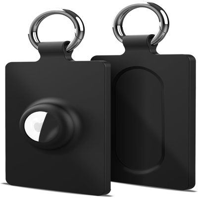 2 Pack Key Card Holder for Tesla & AirTag Case Compatible with Tesla Model 3 Y S X Key Cards Accessories Soft Silicone Protective Case Cover Scratch-Resistant Easy to Install (1 Black)