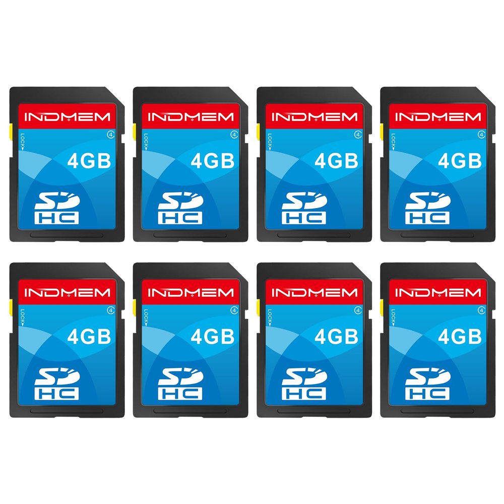 INDMEM SD Card 4GB, 8 Packs Class 4 4GB Flash Memory Card MLC Standard Secure Digital Cards Camera Card