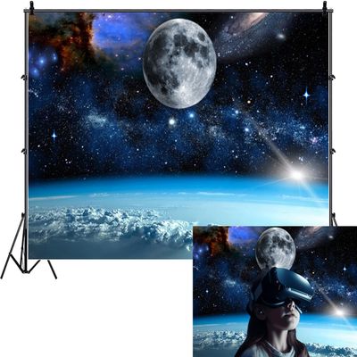 10x6.5ft Outer Space Universe Backdrop Galaxy Moon Earth Surface Photography Background Planet Stars Kids Birthday Party Portrait Decorations Newborn Baby Shower Cosmos Photo Booth Props