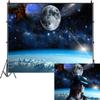 10x6.5ft Outer Space Universe Backdrop Galaxy Moon Earth Surface Photography Background Planet Stars Kids Birthday Party Portrait Decorations Newborn Baby Shower Cosmos Photo Booth Props view 1
