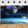 10x6.5ft Outer Space Universe Backdrop Galaxy Moon Earth Surface Photography Background Planet Stars Kids Birthday Party Portrait Decorations Newborn Baby Shower Cosmos Photo Booth Props view 2