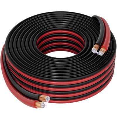 HiFind 12/2 Gauge 30 FT Red Black Hookup Electrical Wire Cable LED Strips Extension Cord 12V/24V DC, 12AWG Flexible Speaker Wire Cable for Car Audio, Home Theater, LED Ribbon Lamp Tape Lighting