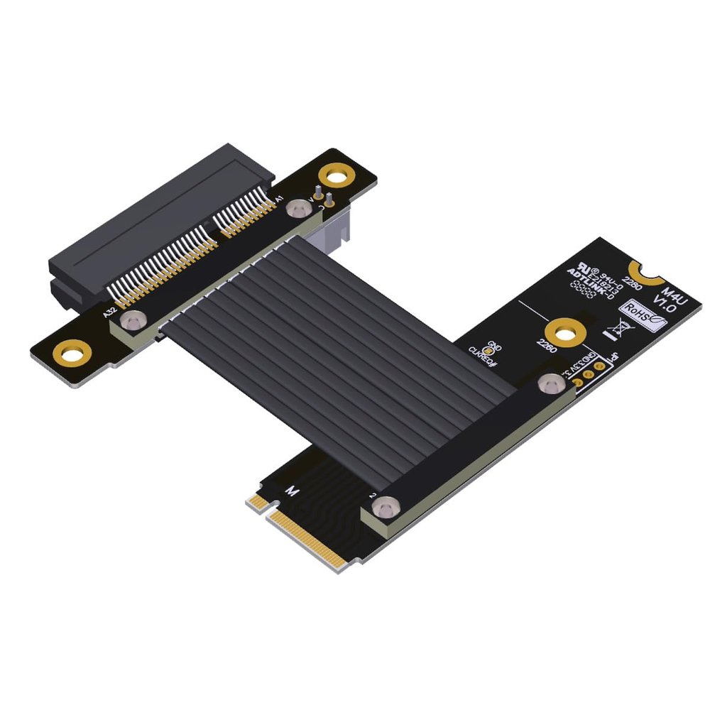JMT M.2 NVME to PCIE4.0 x4 Signal Extension Cable 64Gbps GEN4 Compatible with 2230 2242 2260 2280 NVMe SSD (M42UF 15CM)