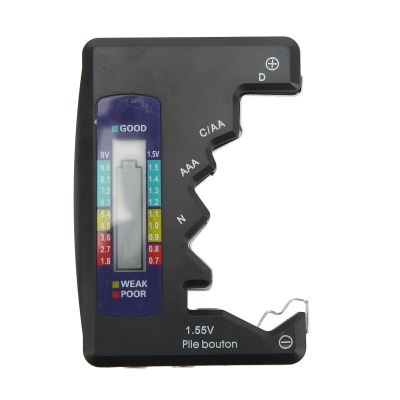 Digital Battery Cap y Gauge Tester Universal,D C N AAA AA 9V 1.5V Button Cell Analyzer can be Used to Check Carbon,zinc,Rechargeable Batteries (Black)