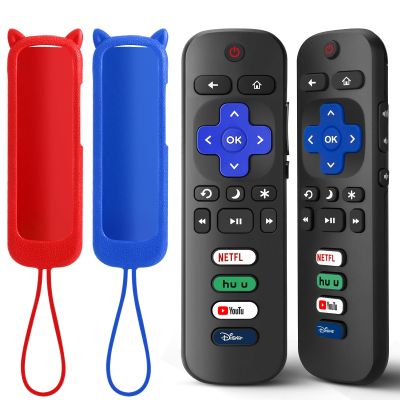 (2+2 Packs) Replacement for Roku TV Remote with Silicone Cover, Universal Remote for TCL/Hisense/Onn/Westinghouse/Philips Roku Smart TVs (Not for Roku Stick/Box)