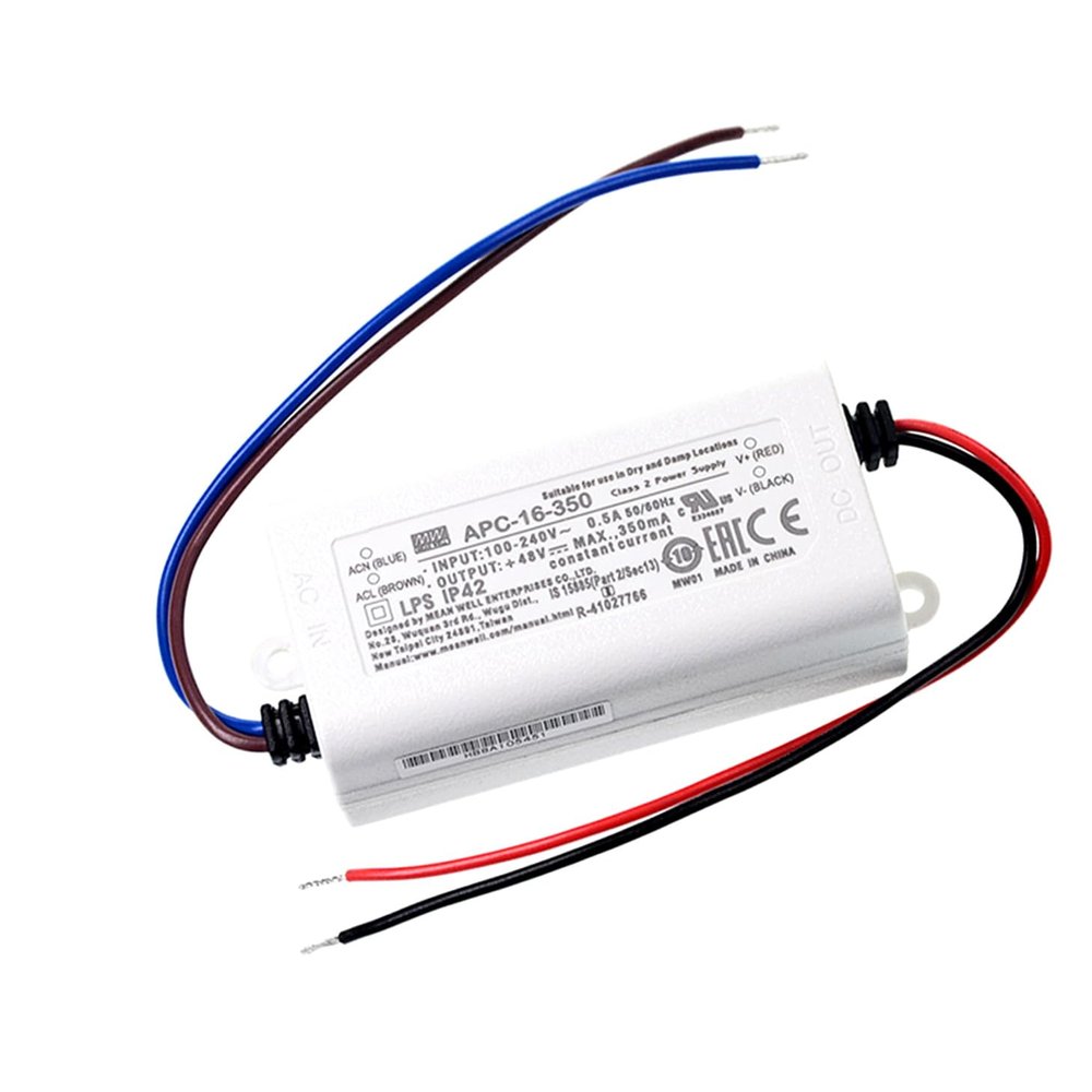 DineDeck APC-16-350 16.8W 36V 350mA Constant Current LED Driver Power Supply - IP42, Class 2, for Signs, Billboards, and LED Displays