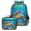 Backpack with Lunch Box Travel Backpack Marine Animal Turtle Lunch Bag & Laptop Backpack Bookbag Insulated Lunchbox Freezable Lunch Bag Waterproof Daypack view 1