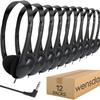 Wensdo 12 Pack Kids Headphones Bulk for Classroom School Students, Durable Wholesale Class Set Headphones for Kids Children Toddler Teen Boys Girls (HY857,12 Black) view 1