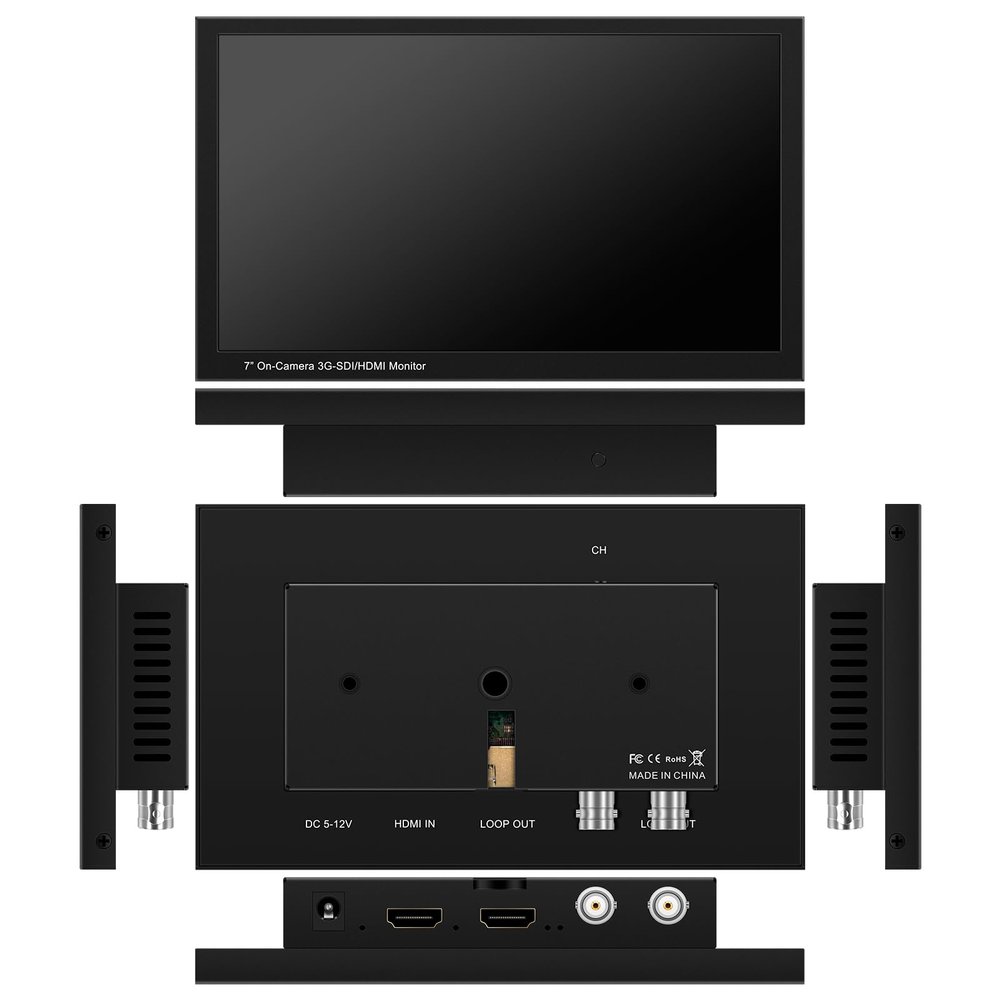 HDSUNWSTD 7 inch 1080P HD Camera Video Monitor Display Field SDI HDMI Input Output TFT Monitor