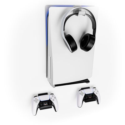 ADZ PS5 Wall Mount Kit with Controller Holders Compatible with Slim, Disc and Digital Versions