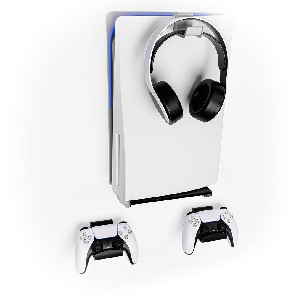 ADZ PS5 Wall Mount Kit with Controller Holders Compatible with Slim, Disc and Digital Versions