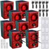 Qualirey 4 Pcs Solar Outdoor Motion Sensor Alarm Animal Deterrent Gunshot Sound Dog Barking 130db Loud Noise Maker 3 Modes with USB Remote Control, Support Recording and Volume Adjustment (Red) view 1