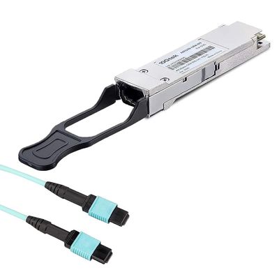 10Gtek 1 Pack of 40 Gigabit QSFP+ MPO Multi Mode Transceiver for Juniper QFX-QSFP-40G-SR4 and 1 Pack of 7-Meter MPO to MPO OM4 Multimode Fiber Jumper Patch Cord