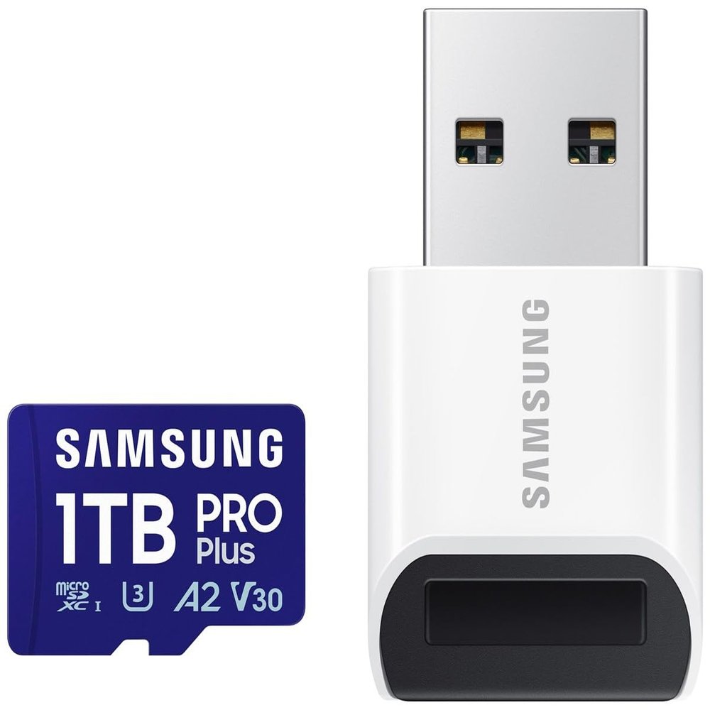 Samsung PRO Plus (2024) microSD Card + USB Card Reader, 1TB, UHS-I U3, Full HD & 4K UHD, 180MB/s Read, 130MB/s Write, Memory Card for Smartphone, Action Cam, Handheld Console, MB-MD1T0SB/WW