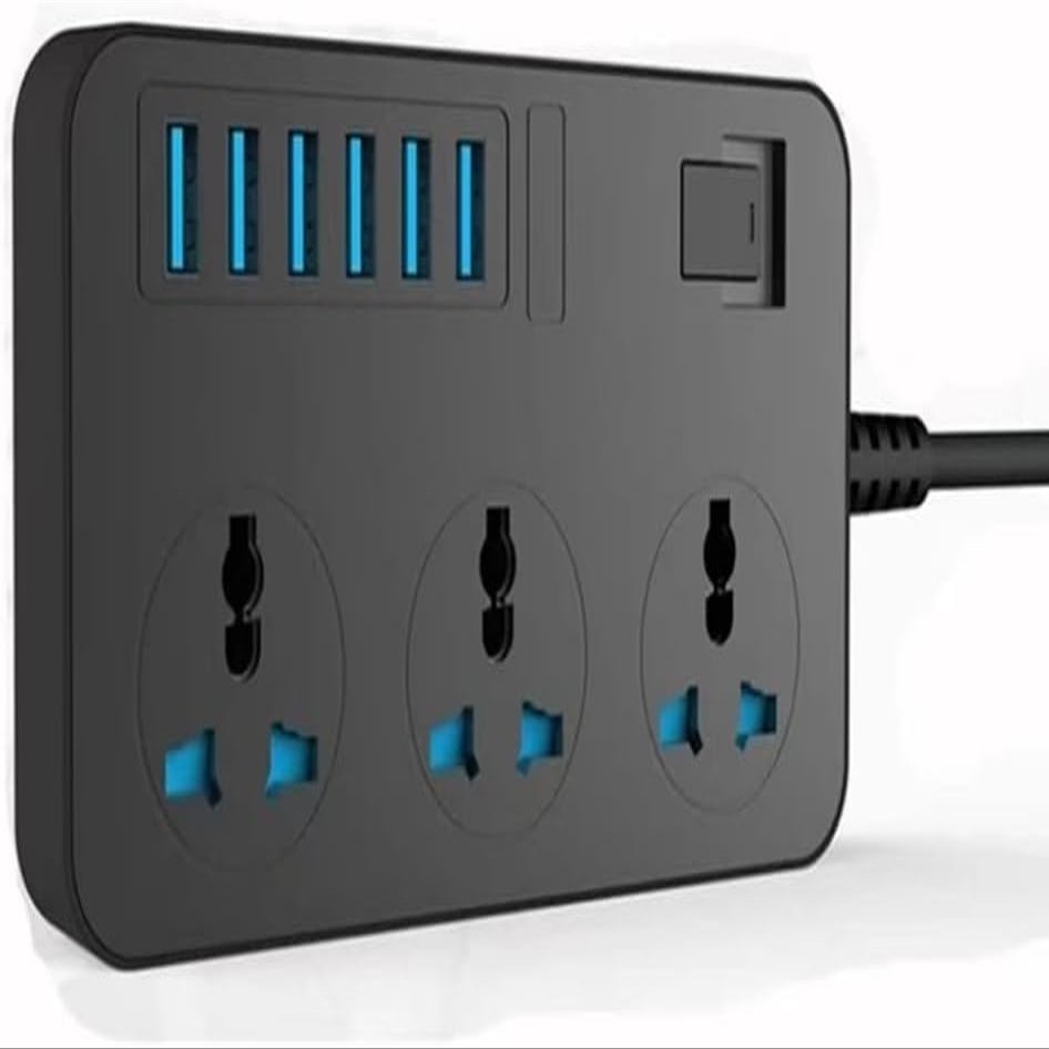 MINZIHAO Power Strip Smart USB Socket Adapter Surge Protector 3-Way AC Universal Socket Power Plug 2m Extension Cord(US Plug), Black, MINZIHAO6666