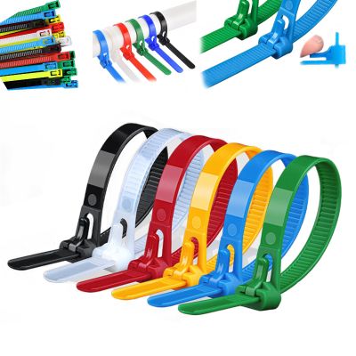 Buckle Self-Locking Premium Nylon Cable Wire Ties, Adjustable Zip Ties Straps Fastening Loop Reusable Plastic Nylon Cable Ties, Color Releasable Cable Zipper Cable Ties (200pcs-Mix,8 * 500mm)