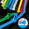 Buckle Self-Locking Premium Nylon Cable Wire Ties, Adjustable Zip Ties Straps Fastening Loop Reusable Plastic Nylon Cable Ties, Color Releasable Cable Zipper Cable Ties (200pcs-Black,8 * 600mm) view 2
