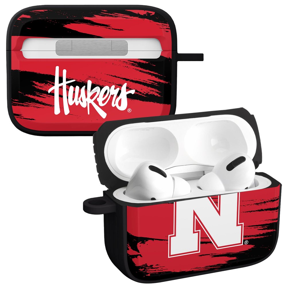 Affinity Bands Nebraska Huskers HDX Case Cover Compatible with Apple AirPods Pro 1 & 2 (Paint Stripe)