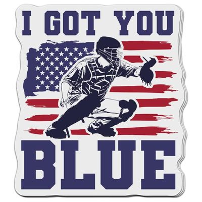 (3 PCs) I Got You Blue Baseball Softball Catcher Helmet Vinyl 2 Inches Stickers