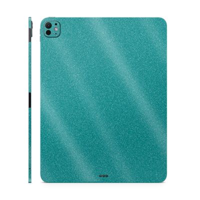 Glossy Glitter Skin Compatible with Apple iPad Pro 13 (M4) 2024 - Solid Teal - Premium 3M Vinyl Protective Wrap Decal Cover - Easy to Apply | Crafted in The USA by MightySkins