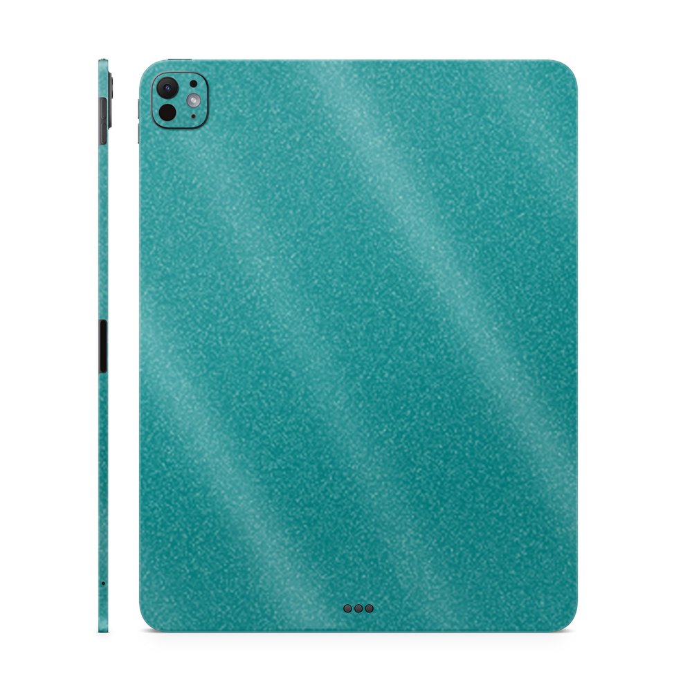 Glossy Glitter Skin Compatible with Apple iPad Pro 13 (M4) 2024 - Solid Teal - Premium 3M Vinyl Protective Wrap Decal Cover - Easy to Apply | Crafted in The USA by MightySkins