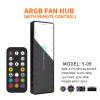 TUMMASTER,Y-09,ARGB Fan HUB, 9-Port 4 Pin PC Fan Controller, 5V-3Pin ARGB Fan Hub, Magnetic Suction, SATA Power Input,RF Remote ,Controller Support 9 ARGB PWM Fans Splitter,LED Light, Black view 2